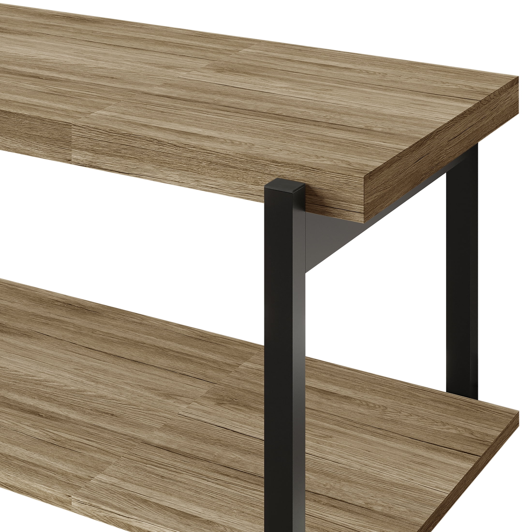 Castle Place Rustic Metal TV Console for TVs up to 48", Brown Oak
