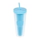 thumbnail image 2 of Paquete con 25 piezas de Vaso de plástico doble pared con popote azul 9.7 x 22.7, 2 of 5