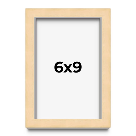 6x9 Frame Natural Wood Picture Frame | 0.75 Inch Moulding Width | with UV Acrylic Plexiglass, Foam