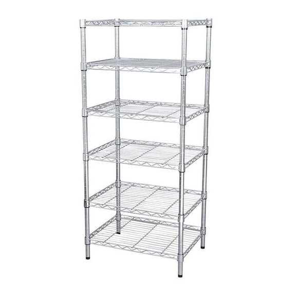 Wire Shelving Unit, 18"D x 60"W x 74"H, 6 Shelves, Chrome