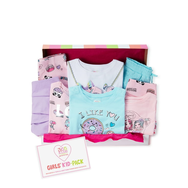 365 Kids From Garanimals Girls' Clothing Mix & Match Kid-Pack Gift Box,  8-Piece Outfit Set