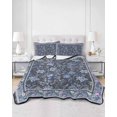 thumbnail image 3 of Navy Blue Floral Boho Full Size Down Alternative Comforter, Lightweight Comforter Quilt Bedding Set with Pillow Shams Ethnic Tribe Abstract Art Flower All Seasons Bed Comforter Duvet Insert 78"x90", 3 of 7