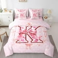 thumbnail image 3 of Castle Fairy Initial Monogrammed 7-Piece Bedding Comforter Set,Pink Bow King Bedding Sets,Floral Flower Ultra Soft Bed Sheets,Super Cozy Alphabet Bedroom Decorative, 3 of 7