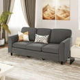 thumbnail image 3 of Spaco Upholstered Teddy Velvet 3-Seat Sofa with Comfy Back Pillows, Spacious Sofa, Gray, 3 of 6