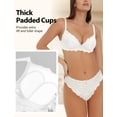 thumbnail image 3 of Aivtalk Women's 2 Piece Lace Underwire Bra and Panty Sets Lingerie Set Push Up Padded Bras Comfort Matching Underwear White 75B for Valentine's Day, 3 of 7