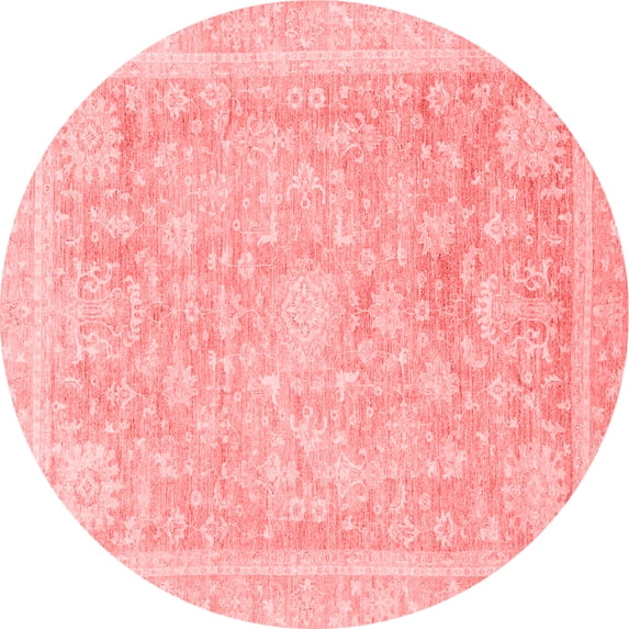 Ahgly Company Machine Washable Indoor Round Oriental Red Traditional Area Rugs, 3' Round