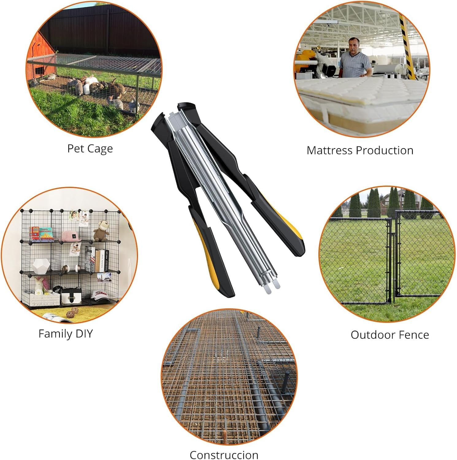 Proster C7 Hog Ring Gun Hog Ring Plier - Auto Feed Fence Fencing Nailer Plier with 2500 Hog Rings Galvanised Steel