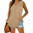 thumbnail image 2 of Aayomet Summer Tops For Women Satin Drape Cowl Neck Sleeveless Spaghetti Strap Cami Backless Bodysuit Tank Tops,Khaki L, 2 of 5