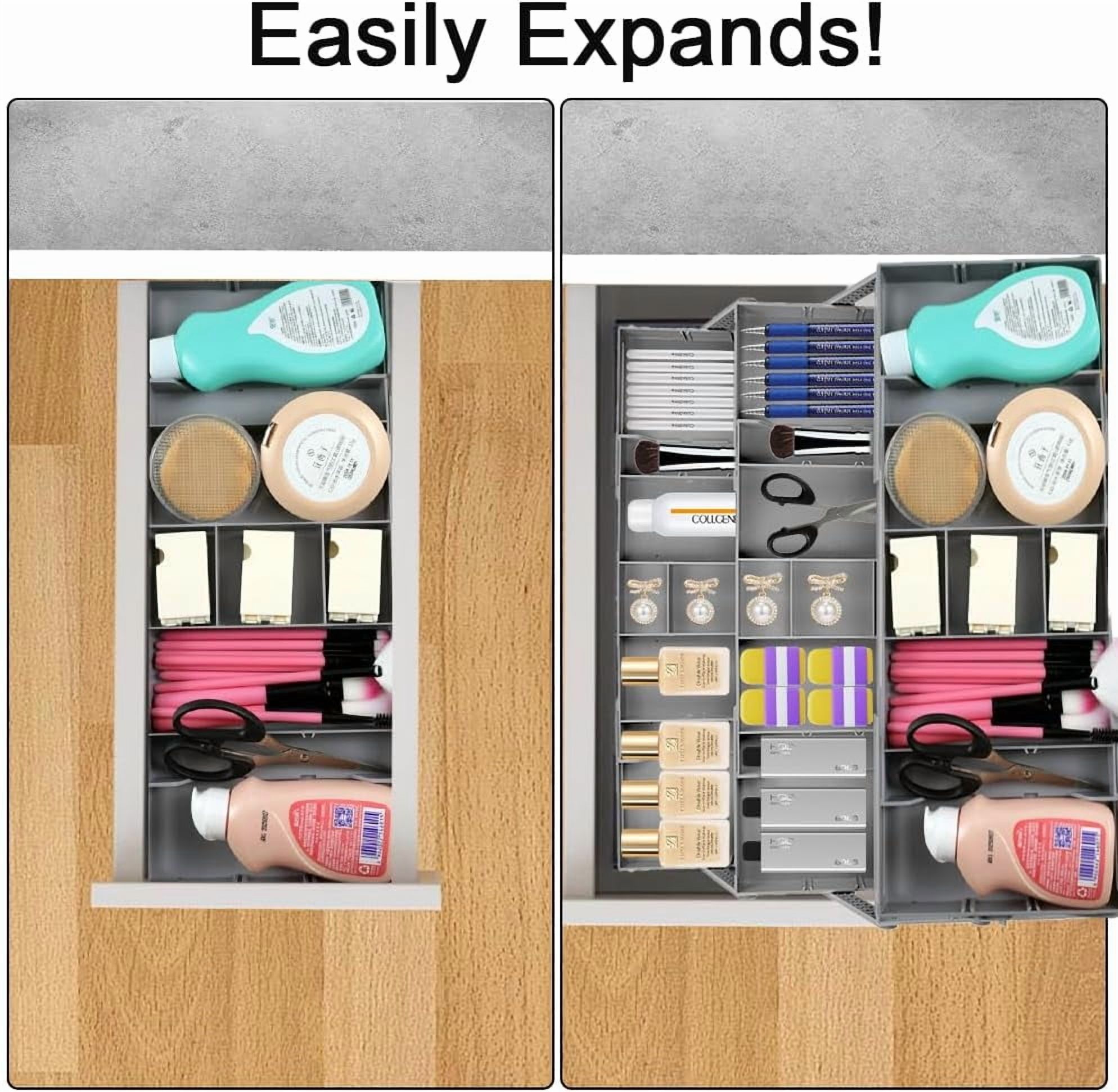 3 Tier Drawer Organizer Multi Level Collapsible Expandable Desk Organizer Trays for Office Supplies, Kitchen Gadgets Utensils, Vanity, Makeup, Jewelry