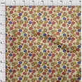 thumbnail image 4 of oneOone Silk Tabby Beige Fabric Abstract Retro Floral Quilting Supplies Print Sewing Fabric By The Yard 42 Inch Wide, 4 of 4