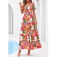 thumbnail image 3 of PRETTYGARDEN Womens Summer Puff Short Sleeve Maxi Dress Square Neck Smocked Tiered Ruffle A Line Long Flowy Beach Dresses, 3 of 8