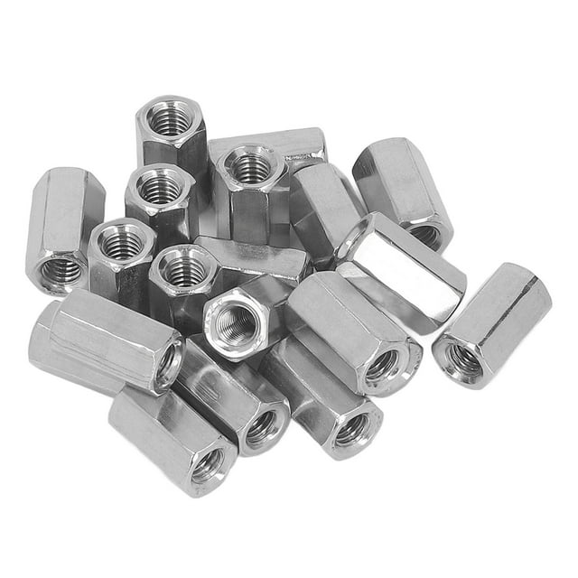 Écrous de Couplage Hexagonal, 20 Pcs Écrous de Couplage Hexagonal Longs Écrous de Couplage en Acier Inoxydable Finition de Luxe