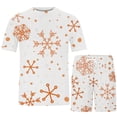 thumbnail image 4 of Conjunto de blusa y pantalones de manga corta con estampado 3D de camiseta de cuello redondo de Navidad informal para hombres Pompotops  oipoqjl35898, 4 of 8