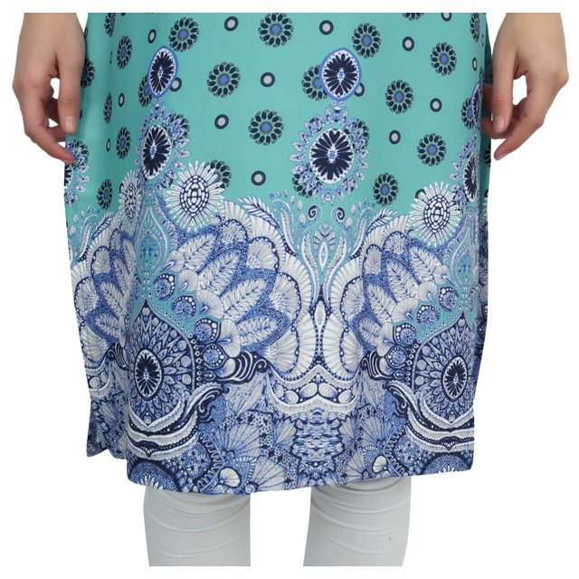Bimba Tunique Imprimée pour Femme Kurti Kurta en Georgette Verte Blouse Indienne Longue-10