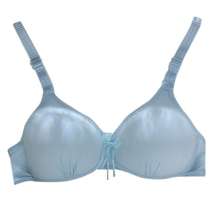 

HOTYA Teenage Girl Cute Bowknot Underwear Puberty Student Cotton Bra Wire Free Pleated