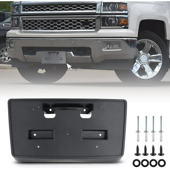 Front License Plate Frame for Chevy Silverado 1500 2014 2015 Front Bumper License Plate Holder Mounting Bracket Replace # 22763523 GM1068155