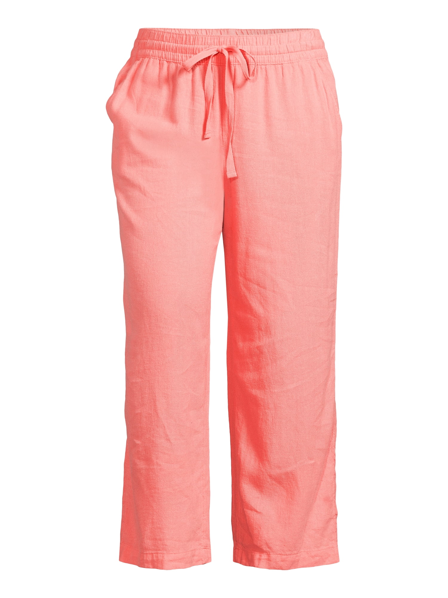 Terra & Sky Women’s Plus Size Linen Blend Wide Leg Pants, 28” Inseam, Sizes 0X-5X