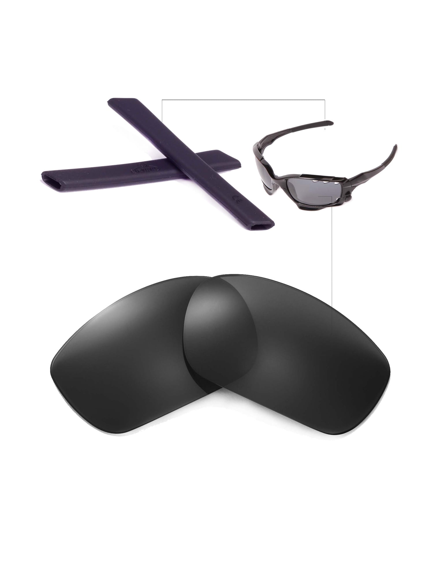Walleva Black Replacement Lenses And Black Earsocks for Oakley Jawbone  Sunglasses 
