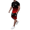 thumbnail image 4 of SHIXIAOO Men's 2025 Summer Tracksuit Plus Size Short Sleeve O Neck Athletic Suit Casual Color Block Drawstring Waist Tracksuit Set Men's Suits Slim Fit Modern Chef Suit for Men, 4 of 6