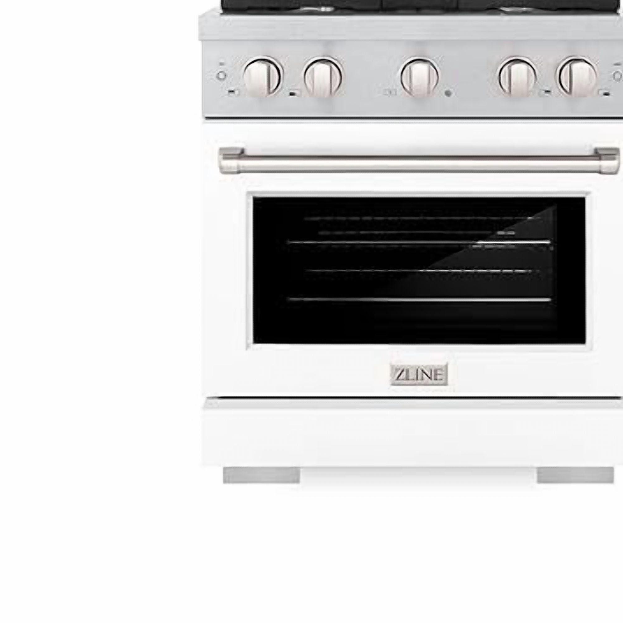 ZLINE 30 in. 4.2 cu. ft. Paramount Dual Fuel Range with 4 Burner Gas Cooktop and Electric Convection Oven in DuraSnow Stainless Steel with White Matte Door (SDRS-WM-30)