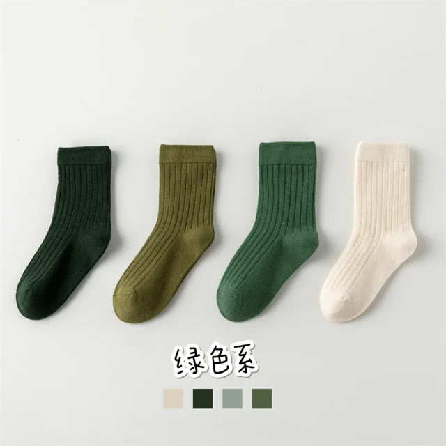 High Quality Spring Autumn New Kids Socks Solid Color Morandi Color Drawer Strip Baby Socks Versatile Boy Girls Cute Socks 09 3-5Years