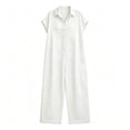 thumbnail image 5 of PBFRDSJ Short Sleeve Rompers for Women Loose Fit Wide Leg One Piece Romper Button Down V Neck Casual Jumpsuit with Back Pockets, 5 of 5