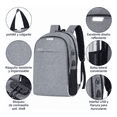thumbnail image 2 of Mochila Porta Laptop LAB.G Unisex Gris con Puerto USB, 2 of 3