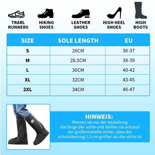 Sonducket Cubrezapatos Negros para la Lluvia Zapatos Impermeables para protección contra la Lluvia Fáciles de Usar y Quitar Cubrezapatos Desoto Accesorios de calzado S