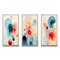 thumbnail image 2 of Designart "Energy of Blossoming Life Minimal Retro Flowers II" Abstract Painting Framed Wall Art Set Of 3 - Blue Modern Frame Gallery Wall Set For Home Decor, 2 of 6