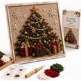 thumbnail image 2 of 3D Christmas Punch Needle Kit Christmas Tree, DIY Fabric Poke Art Craft Set for Adults Beginners, Vintage Holiday Handmade Decoration with Wooden Tool Display Stand Frame, 2 of 6