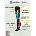 thumbnail image 2 of Black/Multi-Neon Over-the-Calf Flame Socks – Kids & Youth Athletic Socks for Sports Teams – Fun Fire Design, Moisture-Wicking, Compression Support – Small, 2 of 2