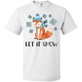 thumbnail image 3 of Inktastic Let it Snow Cute Orange Fox in Hat and Scarf T-Shirt, 3 of 5
