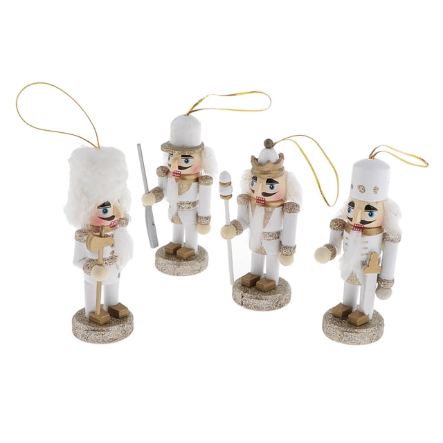 Milaget 4pcs Mini Nutcracker Figure Birthday Gift Xmas Christmas Tree Hanging Decoration