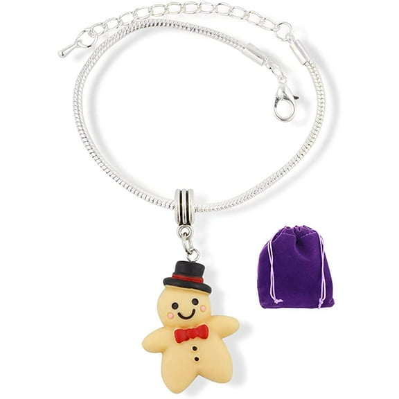 Gingerbread Man Plastic Snake Chain Charm Bracelet
