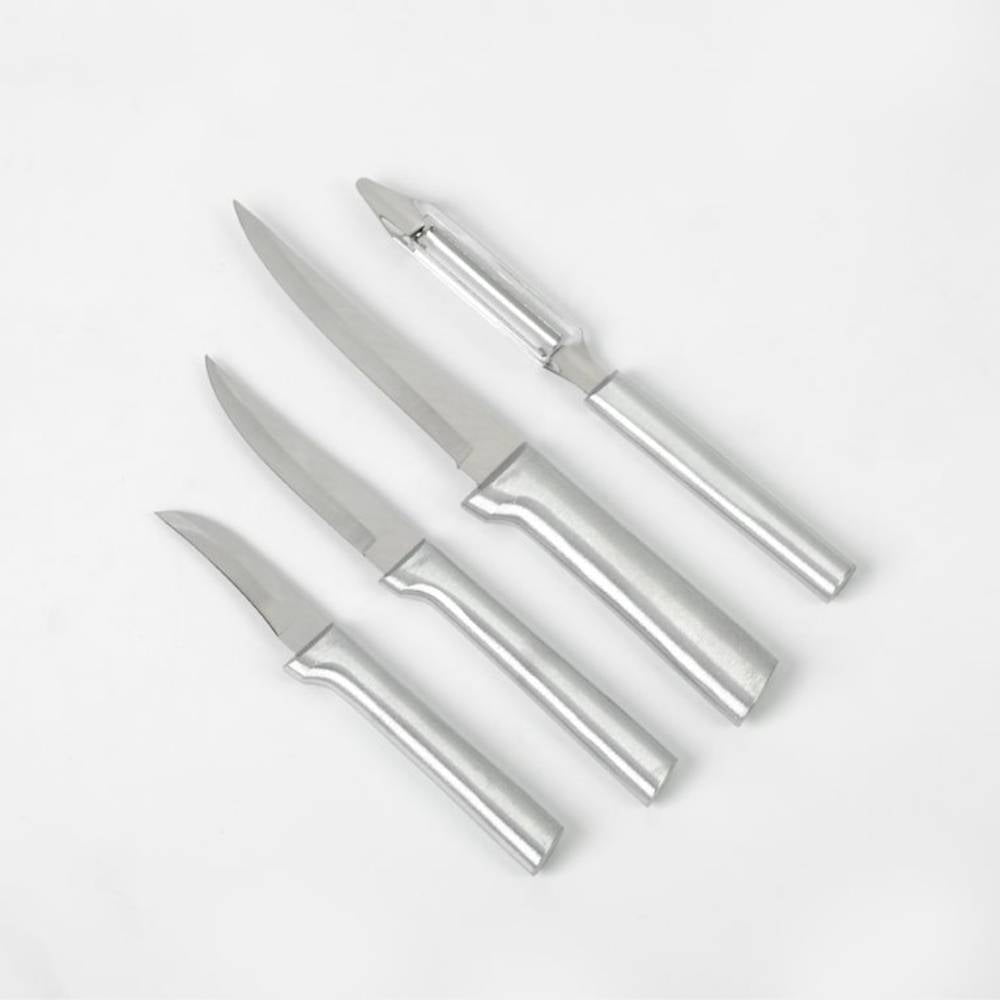 Rada Kitchen Knives Boxed Set, 4 Pc Meal Prep Gift Set, Veggie Peeler and Granny, Heavy Duty, and Super Paring Knives
