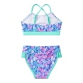 thumbnail image 4 of iEFiEL Girl's Geometric Patterns Swimsuit Two Pieces Tie Dye Bikini Set Bathing Suit,Sizes 3T-14 Floral Blue Green 3T, 4 of 7
