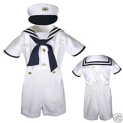 New Baby & Toddler Formal Party Nautical Sailor Suit Outfits SZ: S M L XL 3T 4T