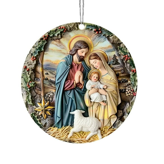 Lksixu Christmas Decorations Christmas Pendentif de Bénédiction de la Nativité Stéréo Vision, Pendentif de Voiture en Acrylique pour la Nativité, Déco de Noël pour Fête des Fêtes et Mariage
