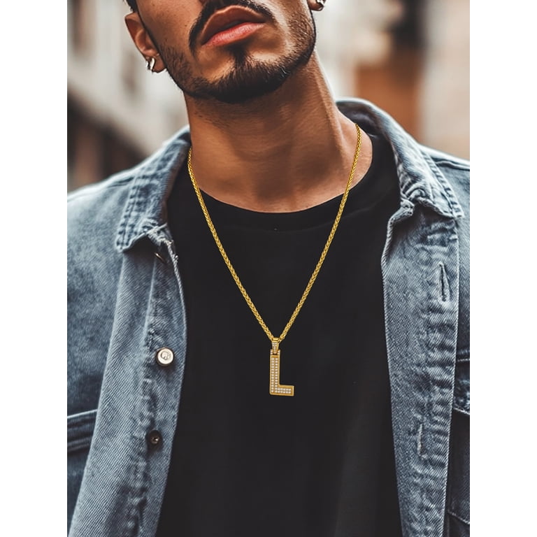 FindChic 18K Gold Plated Hip Hop Style L Initial Letter Pendant