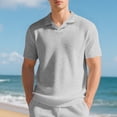 thumbnail image 2 of Waffle Polo Shirts for Men Summer Casual Short Sleeve Collared Relaxed Fit Plain Work Shirts Mens Tees, 2 of 9