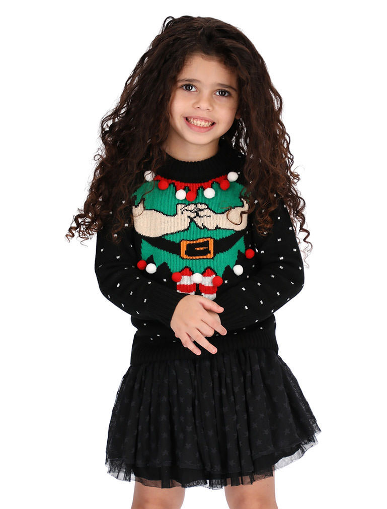 Tstars Boys Unisex Ugly Christmas Sweater Elf Christmas Sweater for Kids Cute Elf Kids Christmas Gift Funny Humor Holiday Shirts Xmas Party Christmas Gifts for Boy Toddler Sweater Ugly Xmas Sweater - image 5 of 6