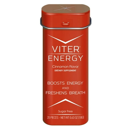 Viter Energy Cinnamon Caffeinated Mints - 40mg Caffeine & B-Vitamins Per Powerful Sugar Free Mint. Boost Energy, Focus & Fresh Breath. 2 Pieces Replace 1 Coffee, Energy