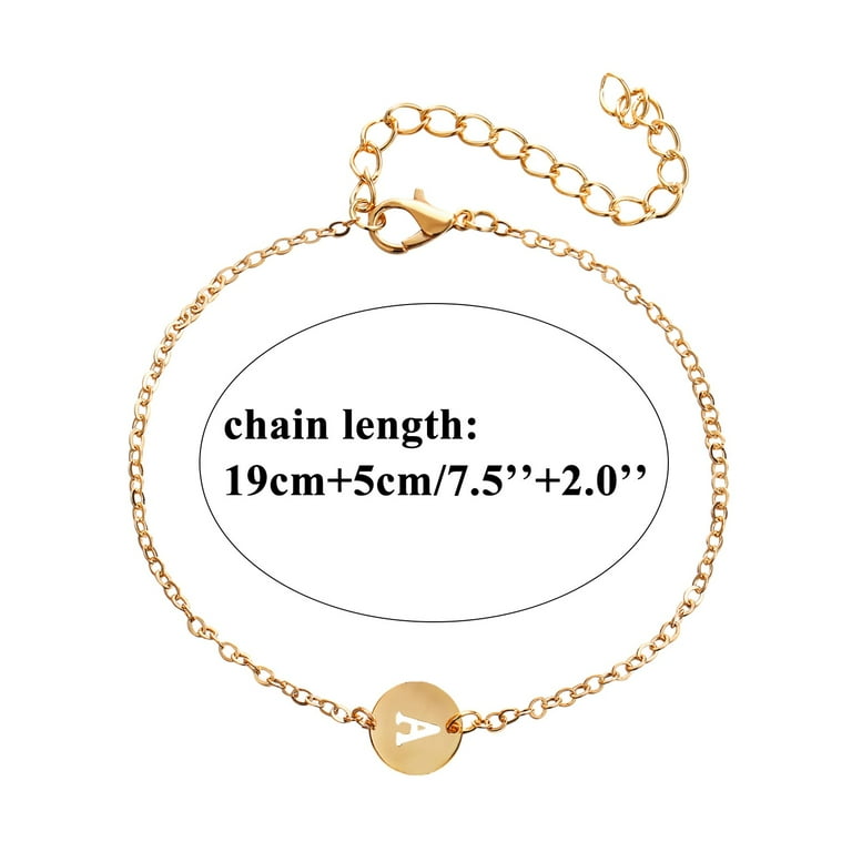 Personalized Initial Bracelet 18K Gold Plated Stainless Steel Letter  Bracelet Charm Bracelet Delicate Disc Name Bracelet For Women Girls 