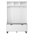 thumbnail image 4 of Gzxs Hall Tree with Bench and Storage, 4-in-1 Entryway Bench with Coat Rack, 4 Hanger Hooks, and 2-Tier Top Storage Shelf, for Entryway, Hallway, White, 4 of 8