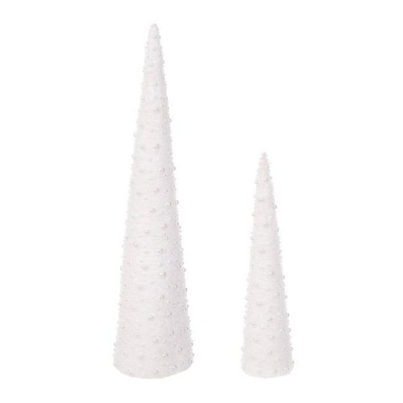 Vickerman EH251624 16 & 24 in. White Pearl Cone Tree, 2 per Set