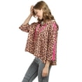 thumbnail image 4 of Women’s Crop Top Hoodie Sweatshirt Oversized Casual 3/4 Sleeve One Size Cheetah, 4 of 7