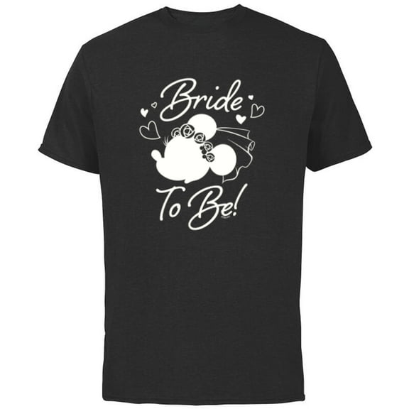 Disney Minnie Mouse Bride to Be Wedding Bridal Bachelorette - Short Sleeve Cotton T-Shirt for Adults - Customized-Black