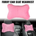 thumbnail image 2 of Unique Bargains 1 Pair Furry Car Seat Neck Pillows Soft Fluffy Car Headrest Pillows Head Support Car Decor Pink, 2 of 6