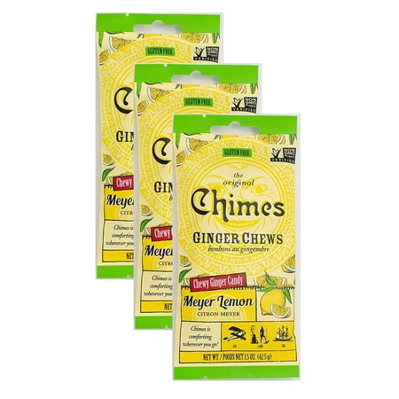 Seasonal Original Chimes Ginger Chews Meyer Lemon Chewy Candy  1.5 Oz (Pack of 3)
