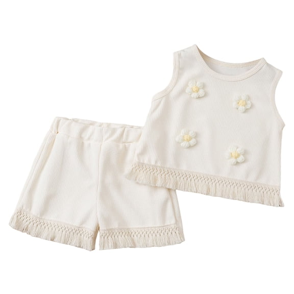 KEXE 2T Girl Clothes Summer Baby Girl Clothes Summer Toddler Girl Clothes Baby Girl Sleeveless Shirt Shorts Set Cute Outfits